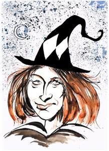 J K Rowling (caricatura como bruja) de Neale Osborne